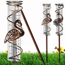 Hvxrjkn 7Inch Capacity Rain Gauge Metal Spiral Rain Gauge with Bird Ornament Outdoor Water Gauge Durable Rain Falling Measuring Instrument for Garden Lawn Backyard Decoration