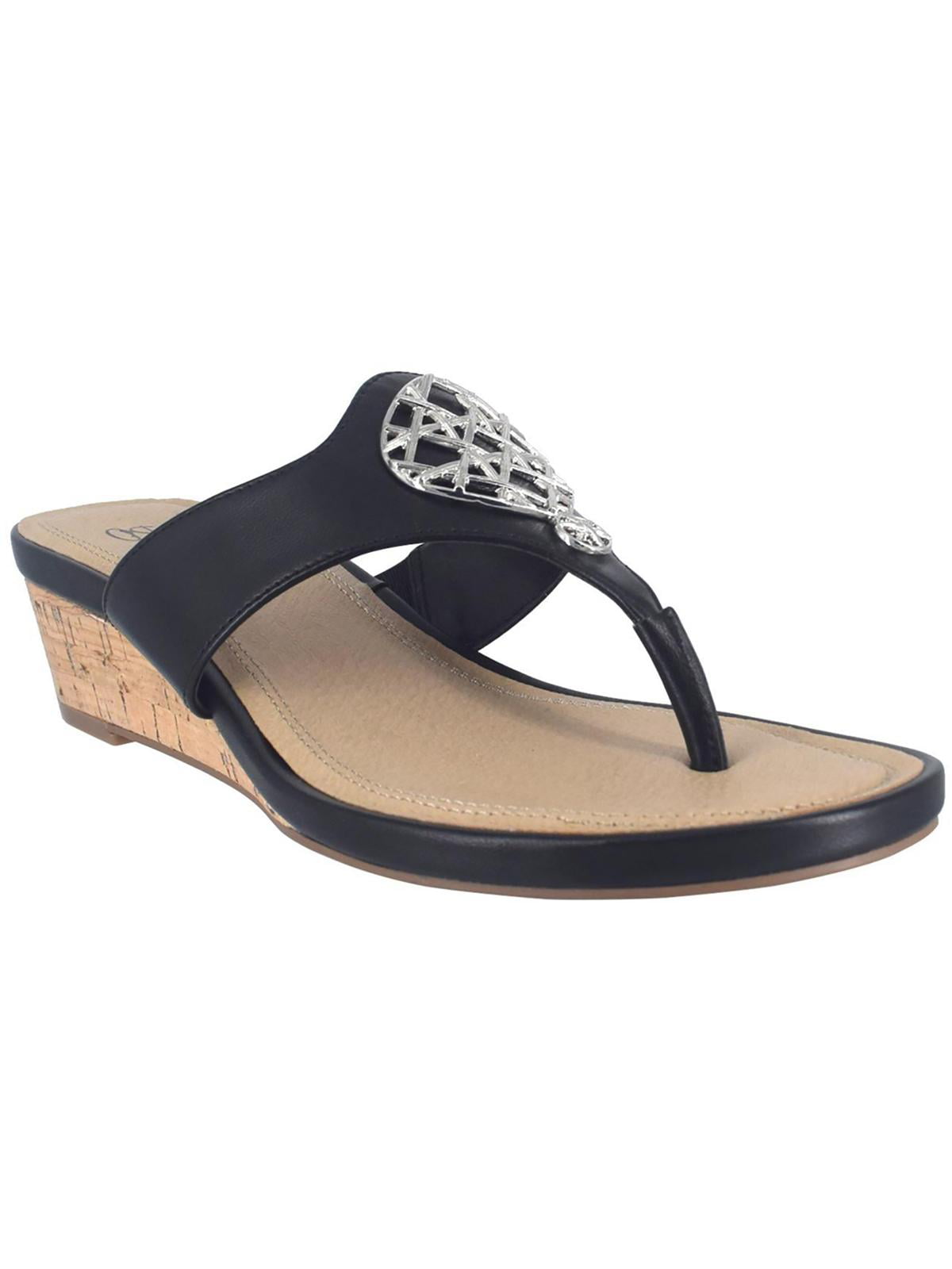 Impo Womens Renata Memory Foam Thong Wedge Sandals - Walmart.com