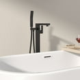 thumbnail image 4 of Logmey Matte Black Freestanding Bathtub Faucet Floor Mounted Single Handle with Handheld Shower, 4 of 12