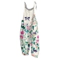 thumbnail image 2 of Women Leaf Print Bib Overalls Loose Fit Bohemian Wide Leg Jumpsuit With Pockets Pink S, 2 of 4