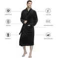 thumbnail image 2 of U2SKIIN Mens Fleece Robe, Soft Warm Long Plush Shawl Collar Fleece Bathrobe(Black, L-XL), 2 of 6