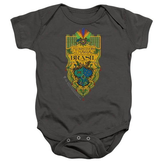 Fantastic Beasts The Secrets Of Dumbledore Brazil Ministry Flag Unisex Infant Snap Suit for Baby (18 Months) Charcoal