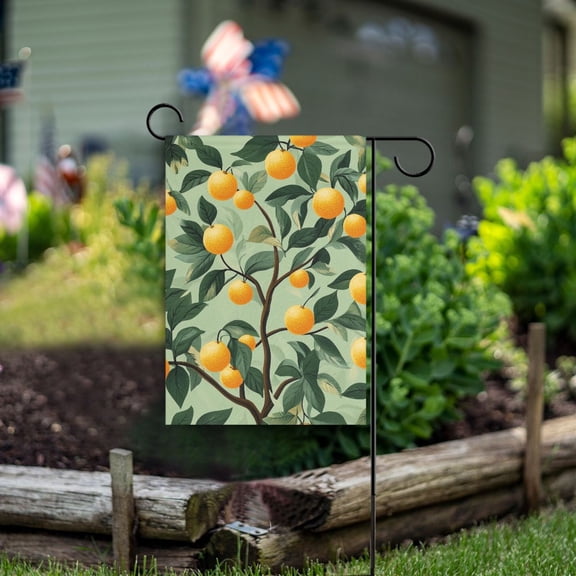Yayeee Garden Flag 12" x 18" Double Sided Outdoor Yard Lawn Holiday Decorations, Orange Tree