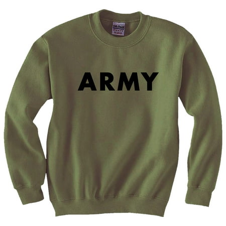 Army Crewneck Sweatshirt - ARMY Crewneck Sweatshirt in Military Green