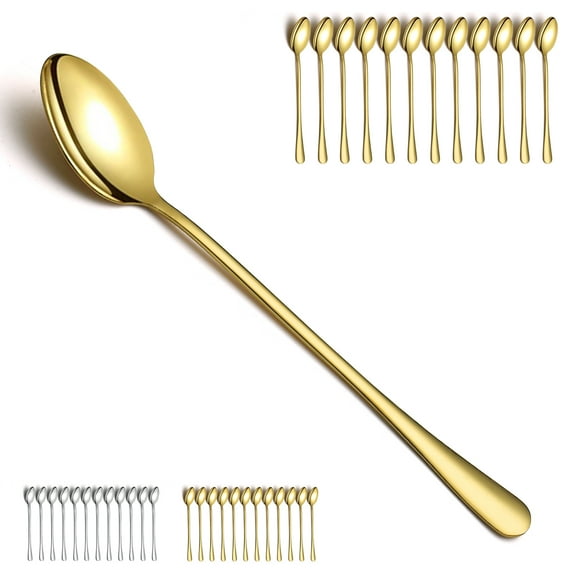 Jeaker Gold 7.5" Iced Tea Spoons, Stainless Steel Long Handle Mixing  Spoon, Cocktail Stirring Bar Spoon, Latte Spoon Set of 12