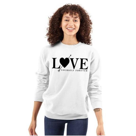 Love Yourself Self Care Inspirational Women Plus Size Crewneck Sweatshirt Brisco Brands 2X