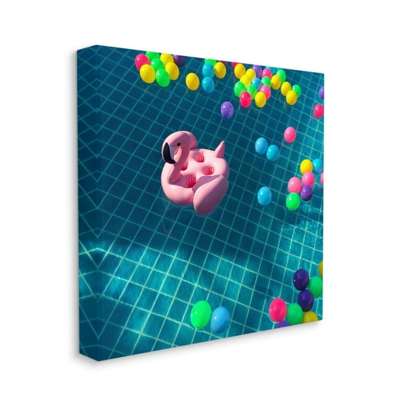 Stupell Industries Poolside Pink Flamingo Floatie Water Summer Fun Canvas Wall Art Design by Ziwei Li, 36" x 36"