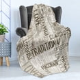 thumbnail image 4 of Modern Soft Flannel Fleece Blanket, Wooden Background with Coffee Phrase Espresso Hot Chocolate Cappuccino Design, Cozy Plush for Indoor and Outdoor Use, 70" x 90", Beige Army Green, by Ambesonne, 4 of 5