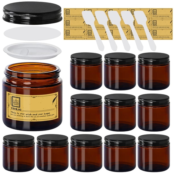 Frascos de vidrio TENLIG Amber de 120 ml con tapas, paquete de 12