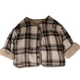 thumbnail image 2 of Boys Jackets Crew Neck Thick Lined Loose Fit Plaid Print Long Sleeve Buttons Jacket for Daily Wear Khaki 18-24 Months, 2 of 9