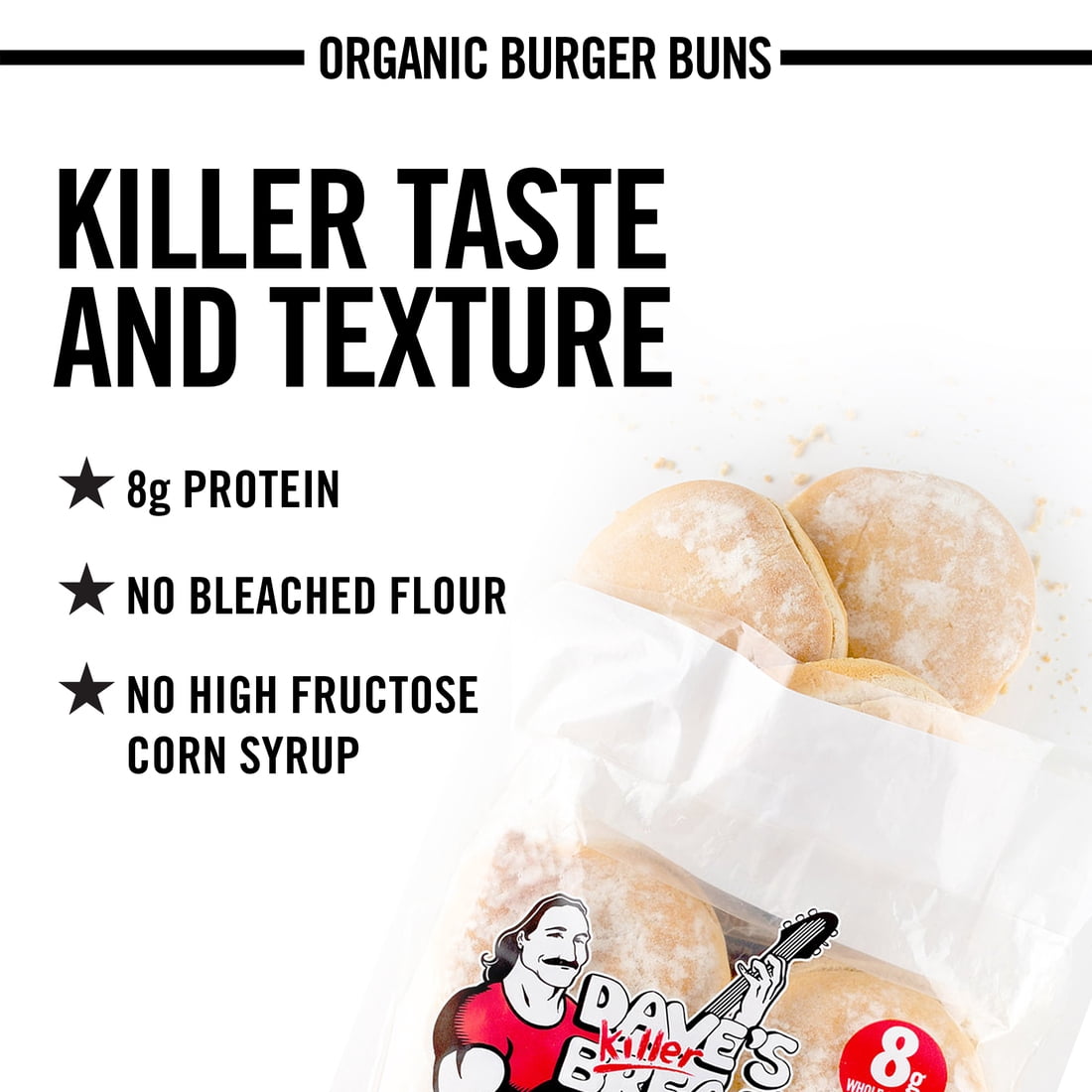 Dave's Killer Bread Burger Buns Done Right, Organic Hamburger Buns, 8 Ct,  17.6 oz, Shelf-Stable