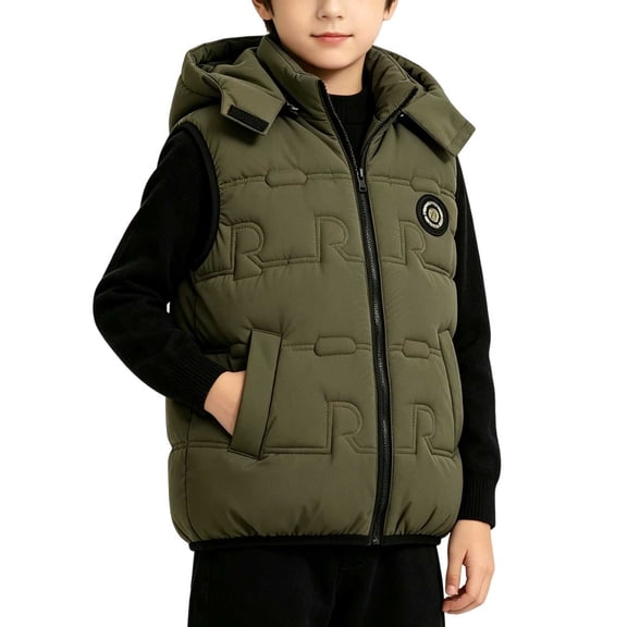 yillto Boys Puffer Vest Jacket Kids' Outerwear Sleeveless Jackets Thick Warm Fall Winter Coats with Pockets