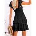 thumbnail image 2 of Womens Ruffle Dresses Elastic Empire Waist A-line Layered Swing Flowy Mini Dress, 2 of 4