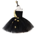 thumbnail image 4 of Vestido de tul con tutú y pétalos de flores de oro negro para niñas, vestido de noche para desfile de bodas, vestido para niñas, vestido de fiesta de cumpleaños para niñas, 4 of 5