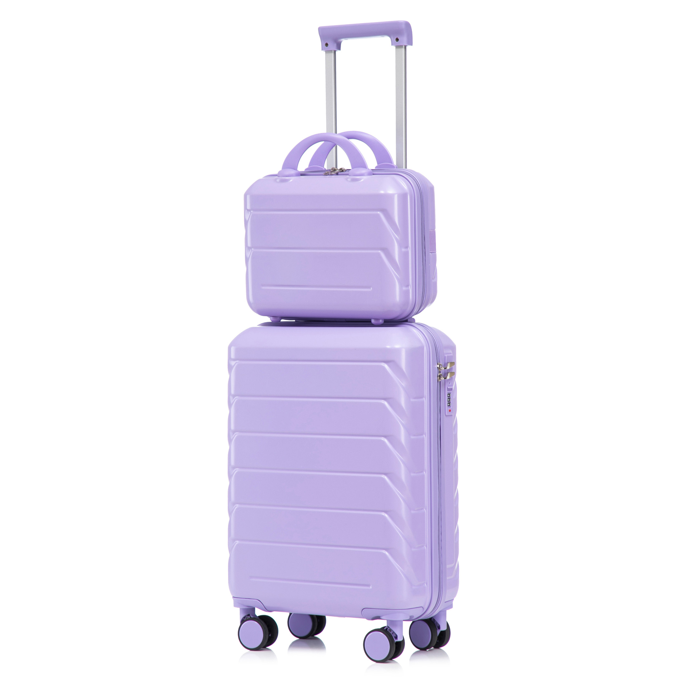 Noble House Lorven 2-Piece ABS Spinner Luggage Set, 20" Carry-On Suitcase and Cosmetic Case, Combination Lock, Purple