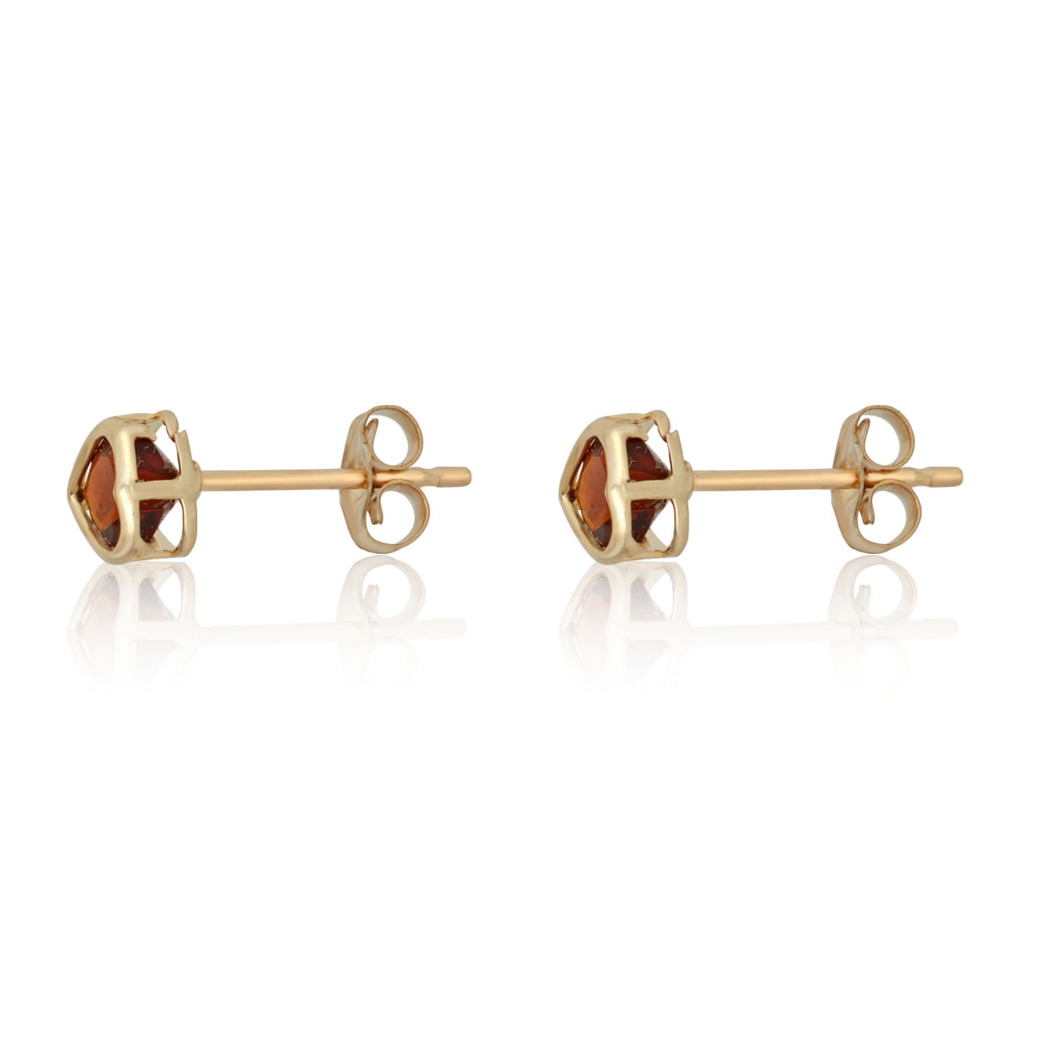 AVORA 10K Yellow Gold January Birthstone with Simulated Diamond CZ Heart Stud Earrings