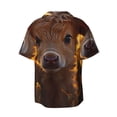 thumbnail image 2 of Fotbe Sunset Sunflower Cow print Short Sleeve Button Down Shirts for Men Casual Summer Beach Wrinkle Free Shirt-Medium, 2 of 7