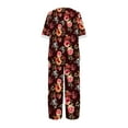 thumbnail image 5 of Birdeem Ensemble d'Été Imprimé pour Femmes Manches Mi-Longues Col Rond Haut Court + Pantalon Décontracté Ensemble de Détente Deux Pièces, 5 of 5