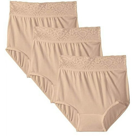 Bali Women`s Lacy Skamp Brief,2744, 8,Nude (Pack of 3) 3 Nude