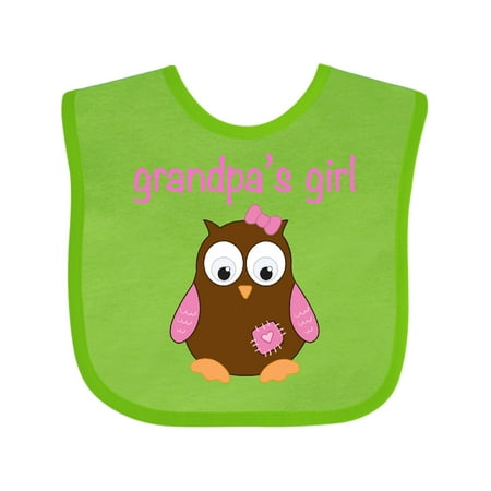 

Inktastic Grandpa s Girl - Owl Gift Baby Girl Bib
