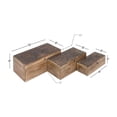 thumbnail image 4 of DecMode Floral Handmade Brown Mango Wood Decorative Box with Hinged Lid, 3 Count, 4 of 16
