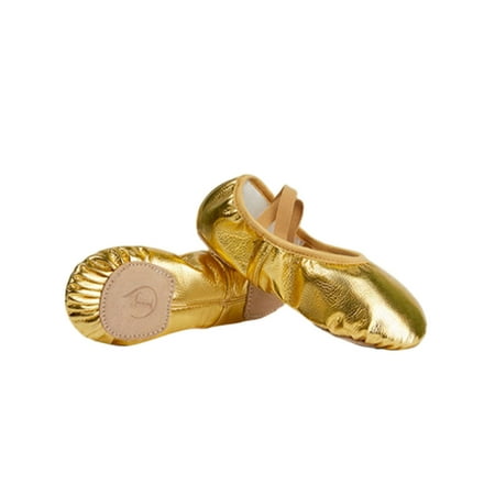 

Tenmix Mens Yoga Shoes Ballet Slippers No-Tie Dance Shoe Split Sole Practice Flats Womens Professional Elegant Gold 5