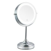 Lighted Makeup Table Top Vanity Mirror - 6.75" 1x / 7x Magnifying Double Sided 360 degree rotation Chrome Finish - 13.5" H