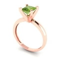 thumbnail image 2 of 1.0ct Princess Cut Green Natural Peridot 18k Pink Rose Gold Engraving Statement Bridal Wedding Solitaire Designer Ring Size 8, 2 of 5