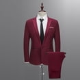 thumbnail image 2 of MSJUHEG Fall Outfits Two Piece Set Button-Down Round Neckline Long Sleeve Men'S Slim Button Suit Color Dress Show Jacket Coat & Pant Mens Sweatpants Red L, 2 of 7