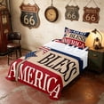 thumbnail image 3 of Manfei Rustic God Bless America Print Twin Sheets, 4th of July Bedding, Multicolor, Navy Reversible 3pcs (1 Flat Sheet, 1 Fitted Sheet and 1 Pillowcase), 3 of 6