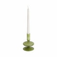 thumbnail image 2 of Decorative Glass Candle Holder for Taper Candles - Modern Candlestick Holder with Disc and Sphere Design for Table Decor - Pair with Gold Centerpieces for Tables and Living Room Display - 5", Green, 2 of 12
