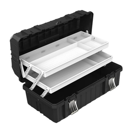 colaxi 3 Layer Foldable Tool Box Hardware Parts Storage Case Household Strong Load Bearing Organizer Instrument Container Tackle Box 49cmx27.5cmx22cm