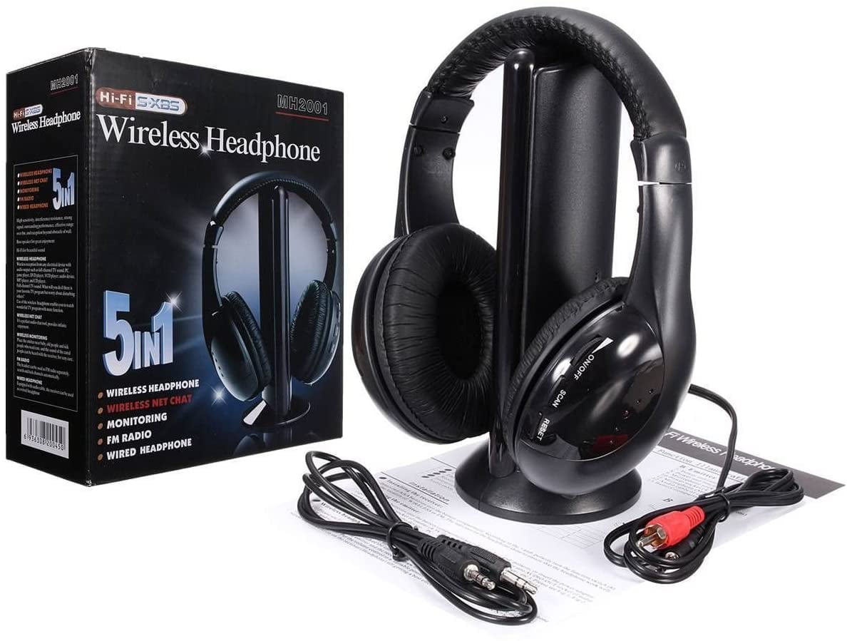 FLPOWER Bluetooth NoiseCanceling OverEar 5 in 1 Headphones, Black