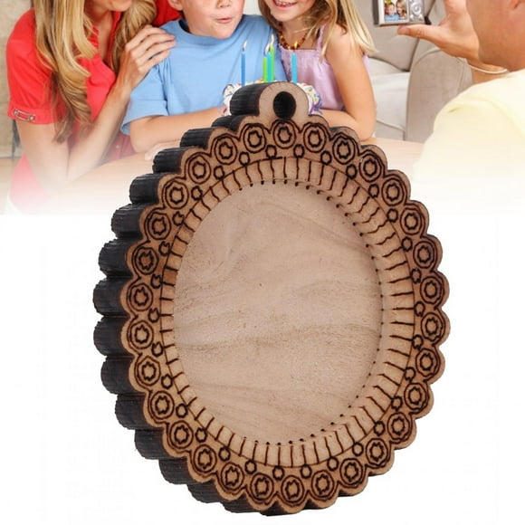 5PCS Cord Blank Wood Pendant Necklace Base Tray Key Chain with Round Cabochon Setting, Wooden Pendant Trays for Custom Jewelry, Cameo Pendants, Crafts