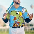 thumbnail image 6 of Balery Dinosaur Riding a Motorcycle Baseball Jersey for Men Casual Button Down Shirts Short Sleeve Active Team Sports Uniform-4X-Large, 6 of 9