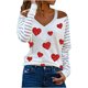 thumbnail image 1 of Mujeres de manga larga de malla ahueca hacia fuera el hombro frío camisas casuales fuera del hombro pulóver a rayas con cuello en V blusa túnica Tops Pompotops gfhjh22050, 1 of 1