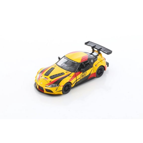 Toyota GR Supra Racing Concept Hardtop with Decals, Yellow - Kinsmart 5421DF - 1/36 scale Diecast Model Toy Car