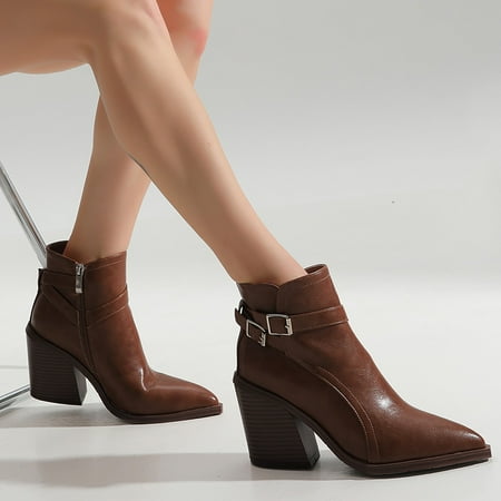 

KEUSN Women Pointed Toe High Heel Heel Slip On Fashion Party Shoes Ankle Boots