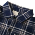 thumbnail image 4 of GYRATEDREAM Toddler Baby Boys Button down Plaid Shirt Kids Cotton Long Sleeve Lapel Warm Thicken Shirt Coat Top with Pockets Children Fall Winter Clothes Navy Blue for 2-10 Years, 4 of 8