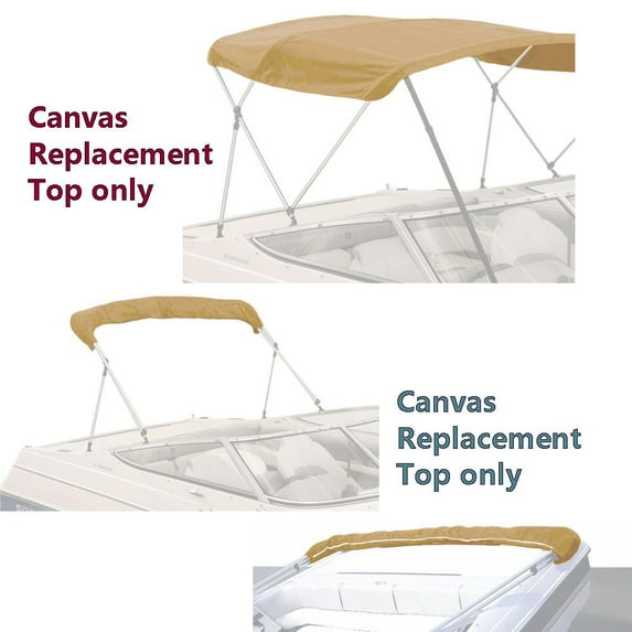 EliteShield Bimini Top Replacement Canvas Cover 3 Bow 72"L 67"-72" W Beige Color-with Storage Boot/without Frame
