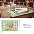thumbnail image 3 of Placemats 1 Pack, Easter Bunny Woven Placemat, Linen Place Mats for Kitchen/Dining Tables, Spring Easter Eggs Floral Sage Green Check Washable Table Mats for Party, 3 of 8