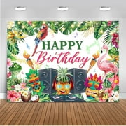Hawaiian Birthday Backdrop Summer Hawaiian Luau Birthday Party Decorations Hello Summer Funny Pineapple Flamingo Tropical Flowers Photography Background for Decorations
