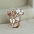 thumbnail image 2 of Leaf Shaped Zircon Ring Rose Gold Plated Copper Jewelry Elegant Statement Ring For Women Size No 6 To No 10 Ring, 2 of 9