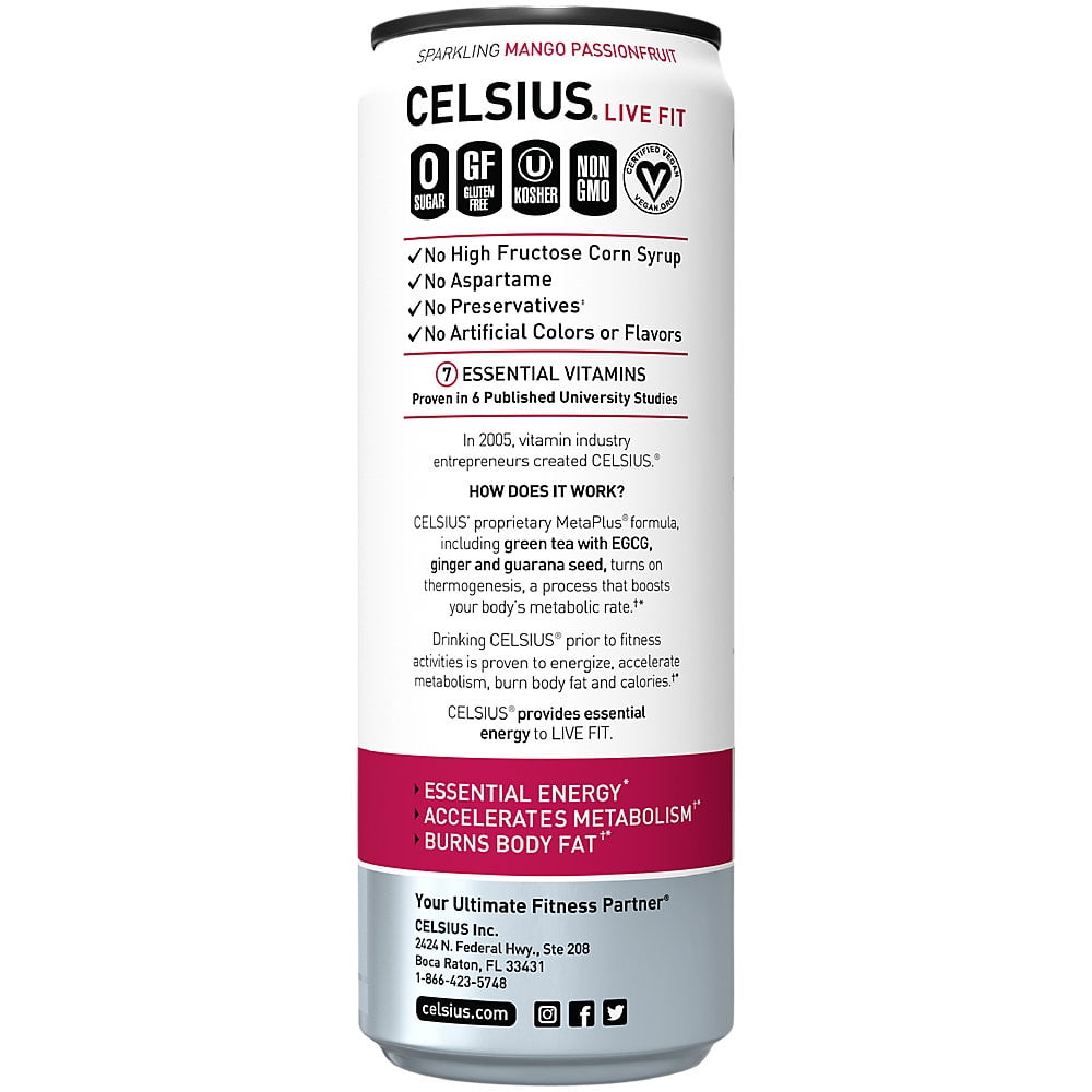 Buy CELSIUS Essential Energy Drink 12 Fl Oz, Sparkling Mango