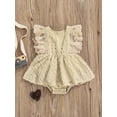 thumbnail image 2 of Franhais Baby Summer Outfit, Solid Color Round Neck Sleeveless Lace Stitching Romper with Hat for Girls, 0-24 Months, 2 of 9