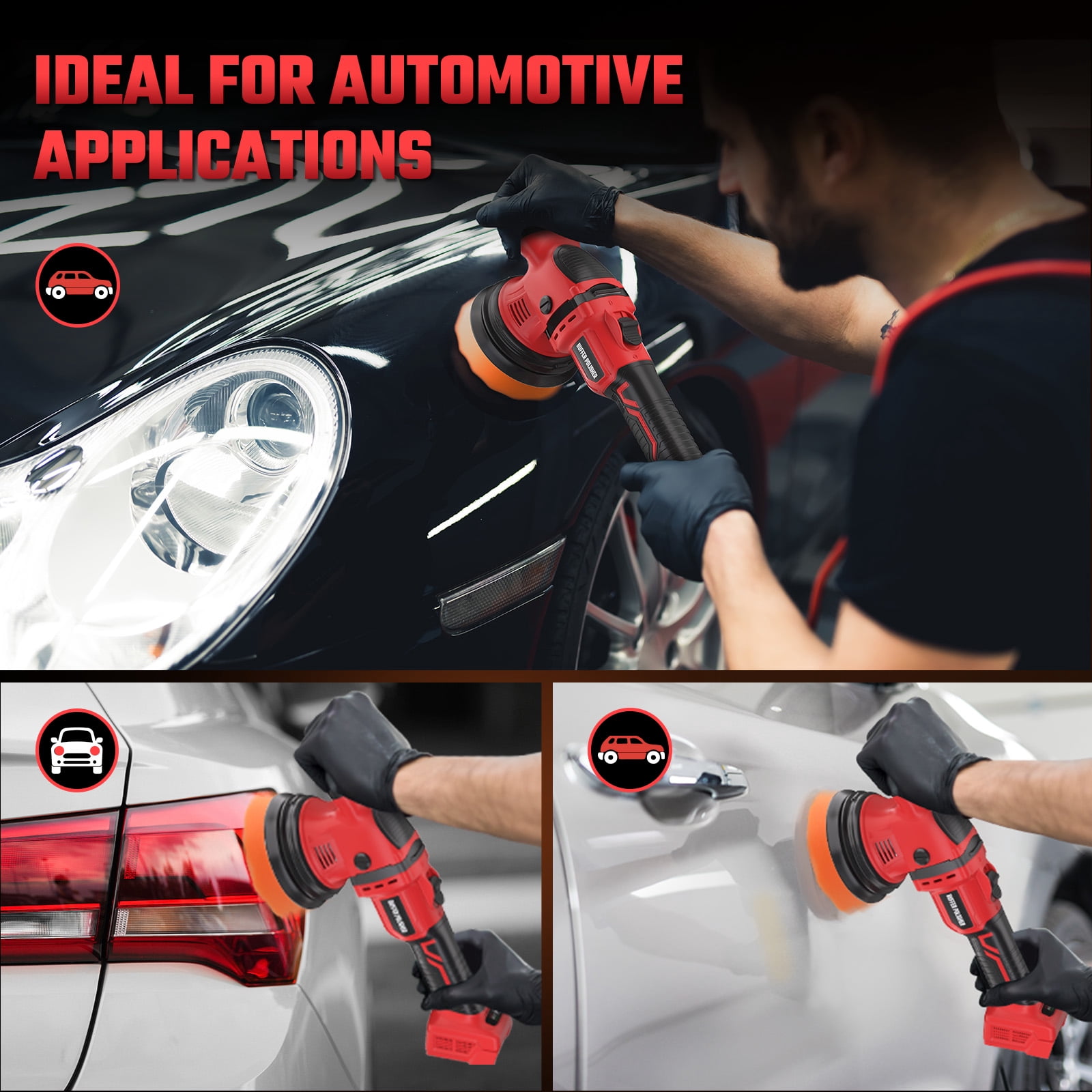 Cordless Polisher Kit for Milwaukee M18 Battery (Battery Not Included), 6-Inch Variable Speed Orbital Car Polisher for Detailing, 1800-5500 RPM, 17-Piece Accessory Set for Polishing & Waxing