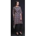 thumbnail image 4 of Bimba Blue Leaves & Blossoms Floral Printed Asymmetrical Kurti Tops For Women Indian Summer Dress Tunic XXX-Large, 4 of 6
