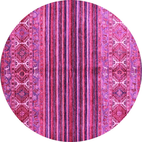 Ahgly Company Indoor Round Abstract Pink Contemporary Area Rugs, 5' Round