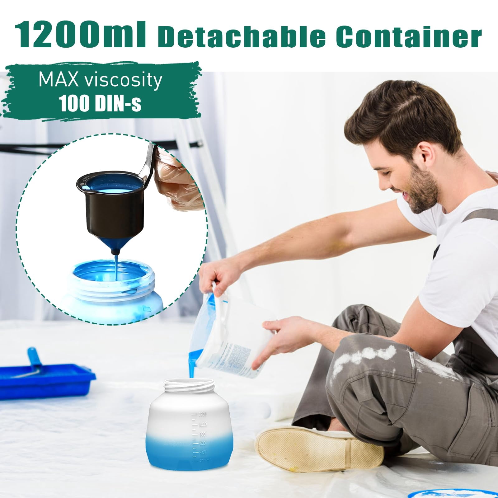 HYCHIKA 600W Electric Green Power Paint Sprayer, 1200ml