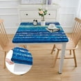 thumbnail image 2 of HAOXIT  Indoor Outdoor Tabletop for Spring Summer Decorations, Picnics and Dinner Parties - Stain and Water Resistant, Crayon Art (Ocean), Tablecloth 46*46, 2 of 8